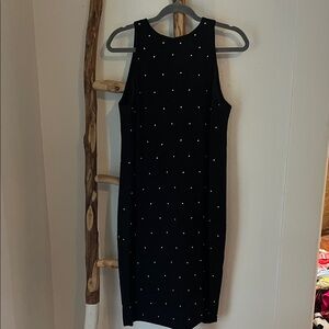 Liz Claiborne Black Midi Dress with Gold Studs Medium